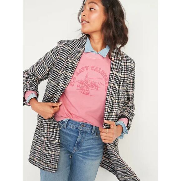 NWT Old Navy Oversized Soft-Brushed Patterned Blazer Jacket for Women - Large - Picture 1 of 11